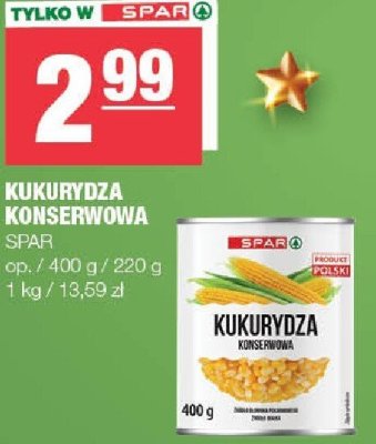 Kukurydza konserwowa SPAR promocja w SPAR