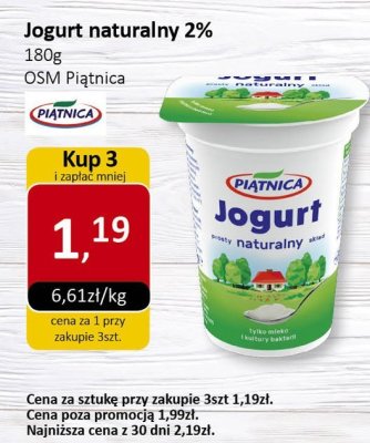 Jogurt naturalny 2% OSM Pi膮tnica promocja w Market Point