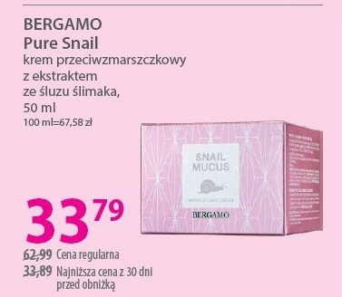 Krem do twarzy Bergamo pure snail promocja w Hebe