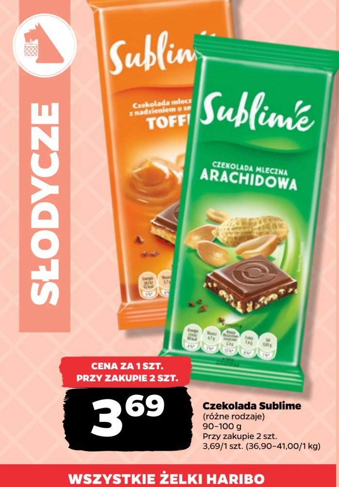 Czekolada mleczna arachidowa SUBLIME promocja w Netto