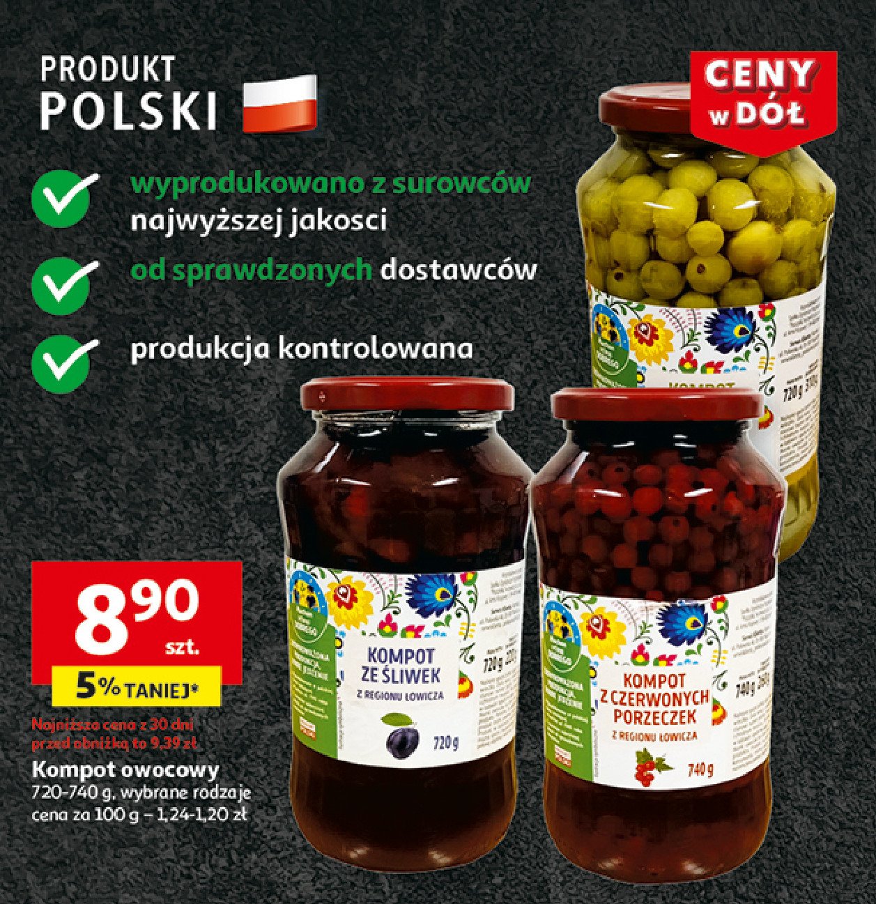 Kompot z czerwonych porzeczek Auchan pewni dobrego promocja w Auchan