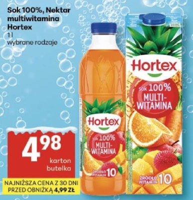 Sok 100% Nektar multiwitamina Hortex promocja w Delikatesy Centrum