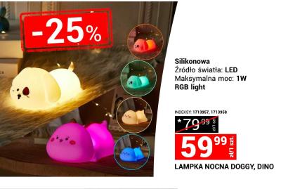Lampka nocna Doggy, Dino - silikonowa, źródło światła LED, maksymalna moc 1W RGB light promocja w Merkury Market