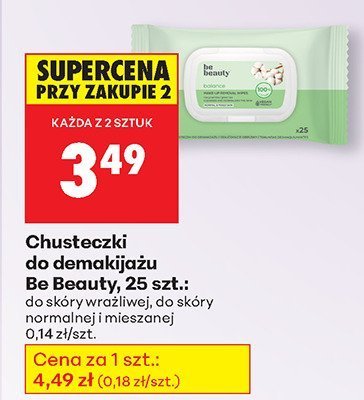 Chusteczki do demakijażu Be Beauty, 25 szt. promocja w Biedronka