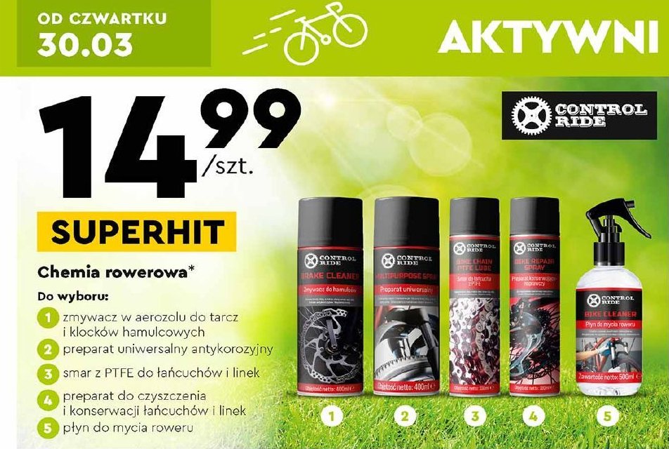 P艂yn do mycia rower贸w Control ride promocja