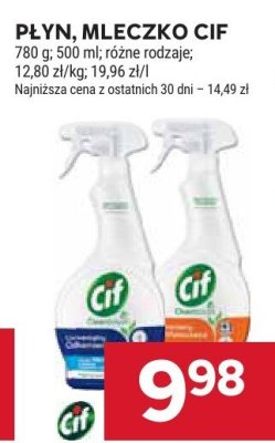 Płyn mleczko CIF 780 g; 12,80 zł/kg; 19,96 zł/l, różne rodzaje promocja w Stokrotka