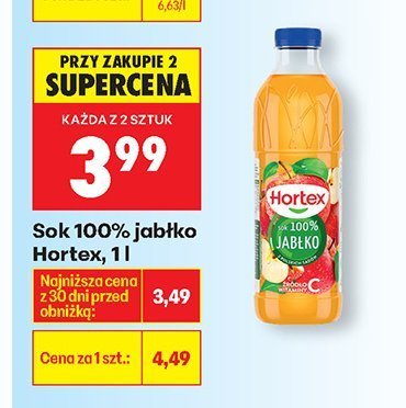 Sok 100% jabłko Hortex promocja w Biedronka