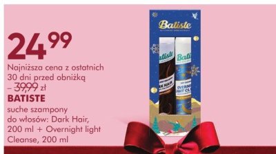 Suche szampony BATISTE Dark Hair 200 ml + Overnight Light Cleanse 200 ml promocja w Super-Pharm