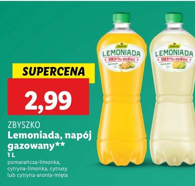 Lemoniada cytryna aronia mięta ZBYSZKO LEMONIADA Zbyszko (napoje) promocja w Lidl
