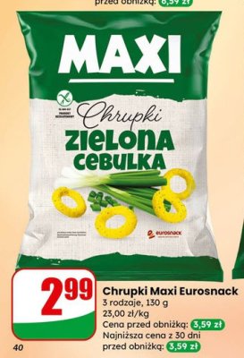Chrupki Maxi Eurosnack zielona cebulka promocja w Dino