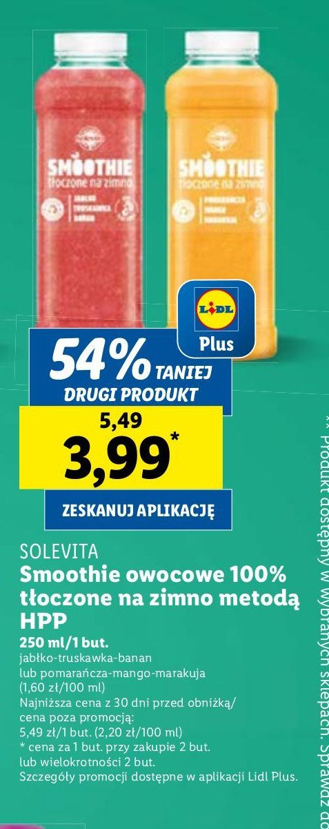 Smoothie czerwone truskawka-banan Solevita promocja