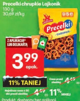 Precelki chrupkie Lajkonik promocja w Delikatesy Centrum