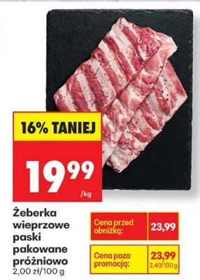 Żeberka wieprzowe paski pakowane próżniowo promocja w Biedronka