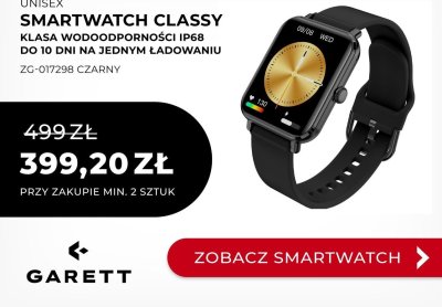 Zegarek Smartwatch Classy czarny unisex ZG-017298 Garett promocja w Briju