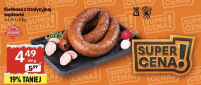 Kiełbasa z tradycyjnej wędzarni promocja w Delikatesy Centrum