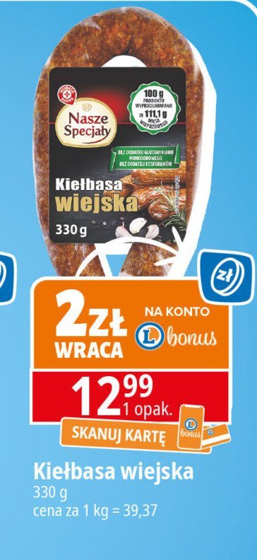 Kiełbasa wiejska Wiodąca marka nasze specjały promocja