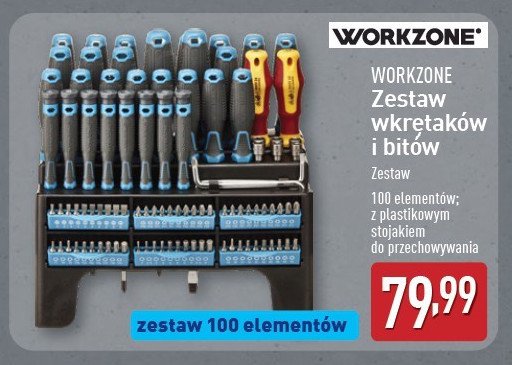 Zestaw wkrętaków i bitów WORKZONE promocja w Aldi