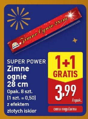 Sztuczne ognie SUPER POWER Zimne ognie 28 cm z efektem złotych iskier promocja w Aldi