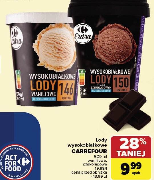 Lody wysokobiałkowe waniliowe Carrefour extra promocja