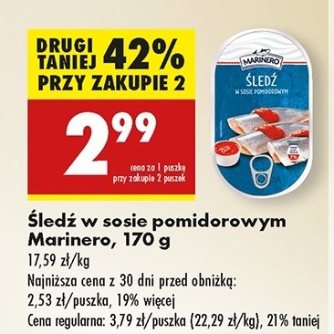 Filety ze śledzia w sosie pomidorowym Marinero promocja