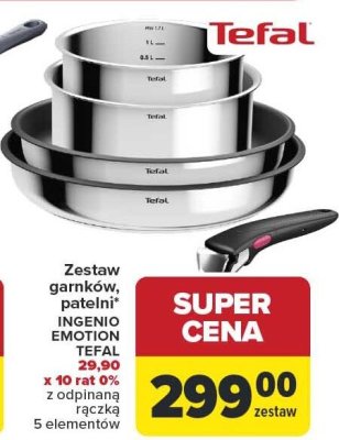 Zestaw garnków i patelni Ingenio Emotion z odpinaną rączką 5 elementów Tefal promocja w Carrefour