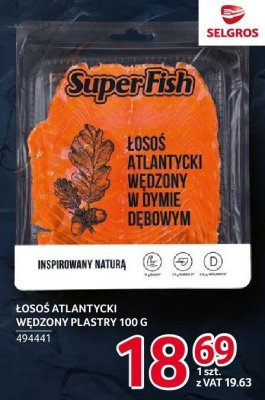 Łosoś atlantycki wędzony plastry Super Fish promocja w Selgros