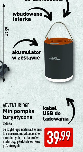 Minipompka turystyczna ADVENTURIDGE promocja
