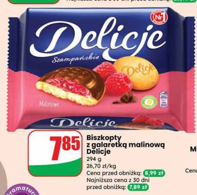 Biszkopty z galaretką malinową Delicje promocja w Dino