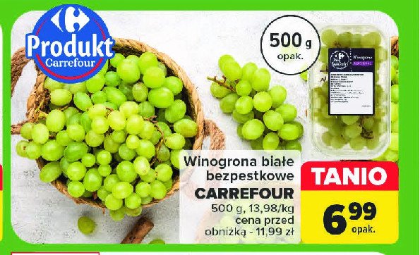 Winogrona białe bezpestkowe Carrefour targ świeżości promocja