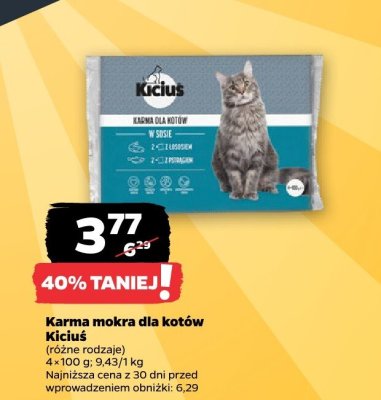 Karma mokra dla kotów Kiciuś promocja w Netto