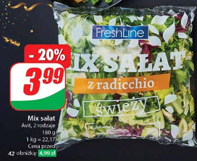 Mix sałat z radicchio Freshline promocja w Dino