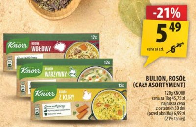 Bulion, rosół KNORR (cały asortyment) promocja w Arhelan