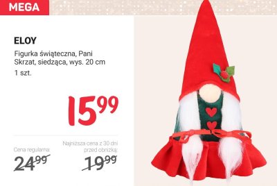 Figurka świąteczna Pani Skrzat, siedząca, wys. 20 cm promocja w Rossmann
