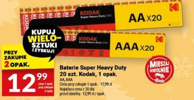 Baterie Super Heavy Duty 20 szt. Kodak, 1 opak. AA AAA promocja w Twój Market