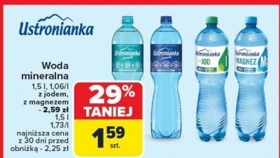 Woda mineralna USTRONIANKA 1,5l promocja w Carrefour