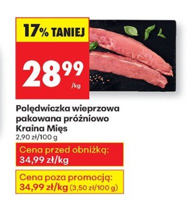 Polędwiczka wieprzowa pakowana próżniowo Kraina Mięs promocja w Biedronka