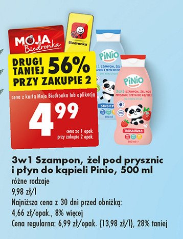 Szampon żel i płyn do kąpieli sensitive Pinio promocja w Biedronka