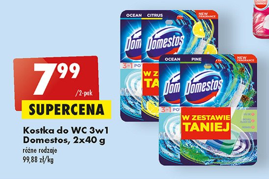 Kostka do wc pine + ocean Domestos 3in1 power promocja