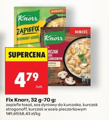 Mieszanka Fix: zapiefix łosoś, sos dyniowy do kurczaka, kurczak strogonoff, kurczak w sosie pieczarkowym promocja w Biedronka