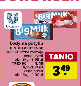 Lód trio pop Algida big milk promocja