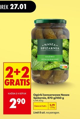 Ogórki konserwowe Nasza Spiżarnia, 870 g/450 g promocja w Biedronka