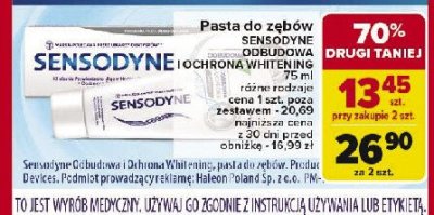 Pasta do zębów whitening Sensodyne odbudowa i ochrona promocja