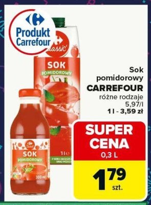 Sok pomidorowy Carrefour różne rodzaje promocja w Carrefour Market