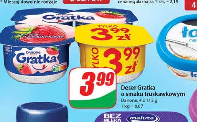 Jogurt truskawka Danone gratka promocja