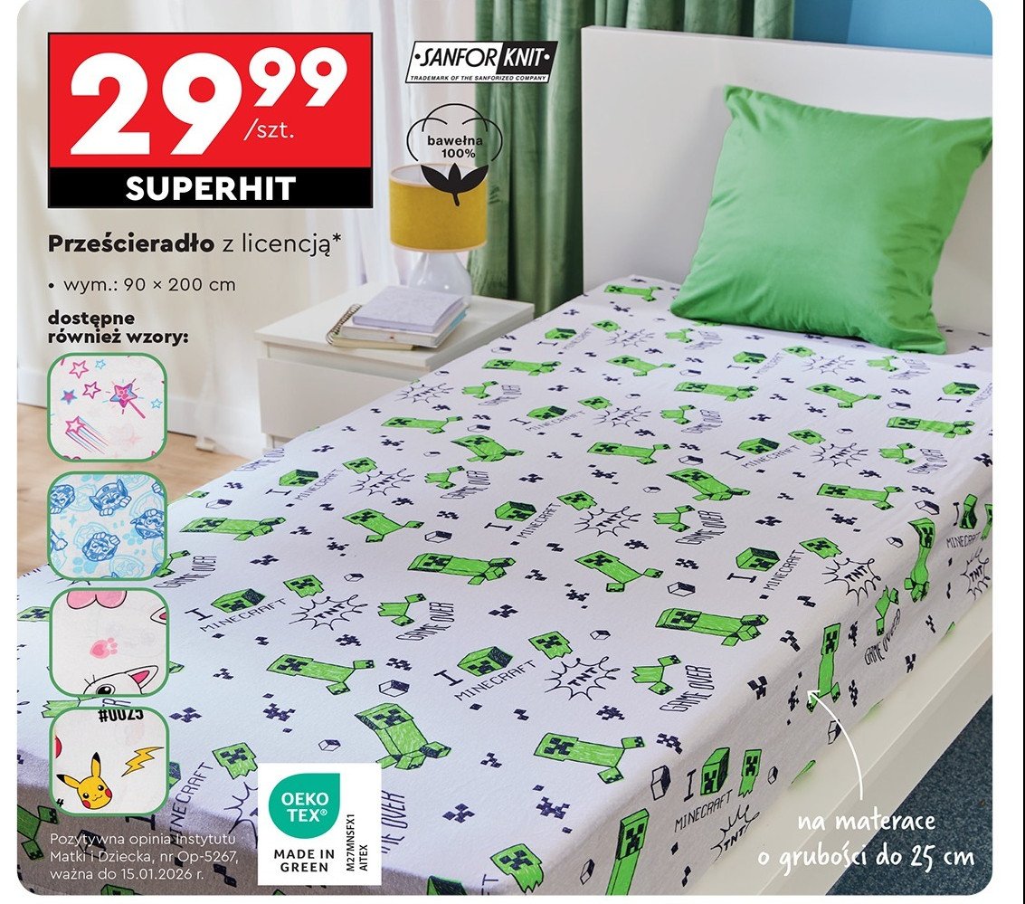 Prześcieradło z licencją rozm. 90 x 200 cm promocja w Biedronka