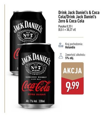 Drink Jack Daniel's & Coca Cola Zero promocja w Aldi