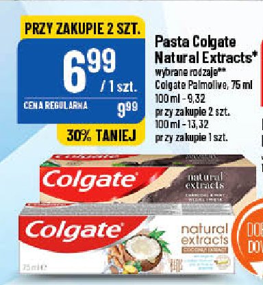 Pasta do zębów coconut extracts Colgate natural extracts promocja