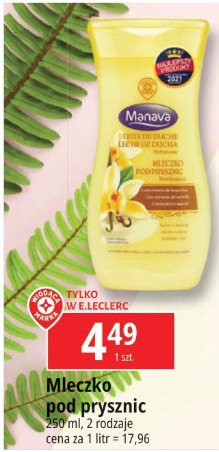 Mleczko pod prysznic esencja wanilii Wiodąca marka manava promocja