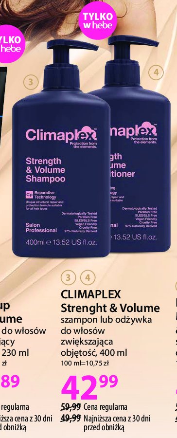Szampon zwiekszający objętość włosów Climaplex promocja