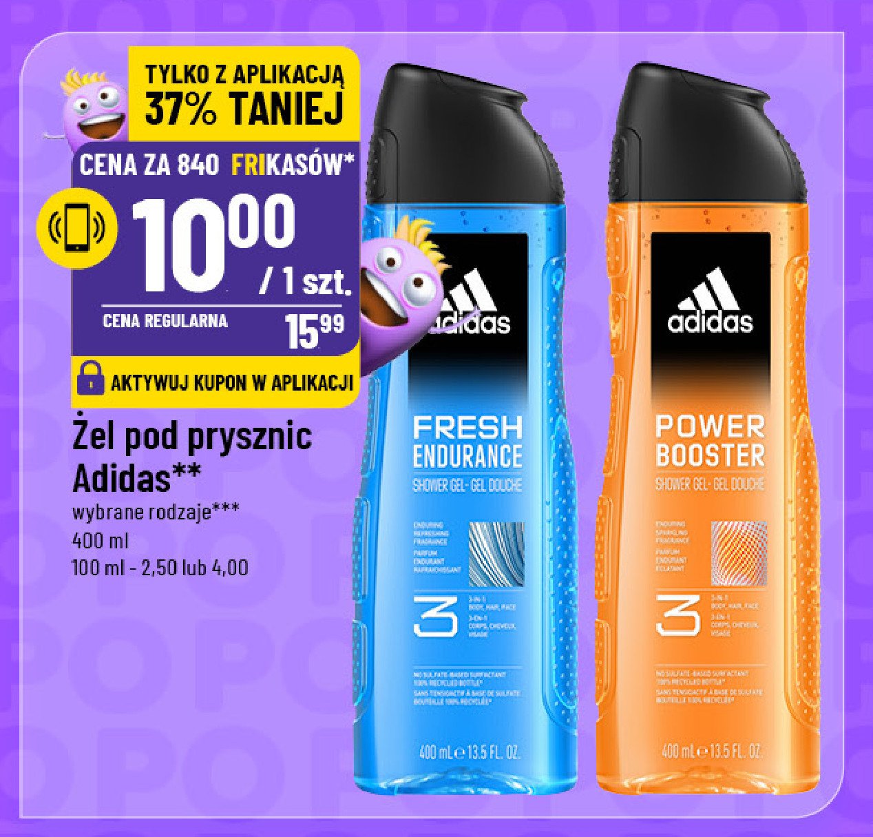 Zel pod prysznic Adidas men power booster promocja